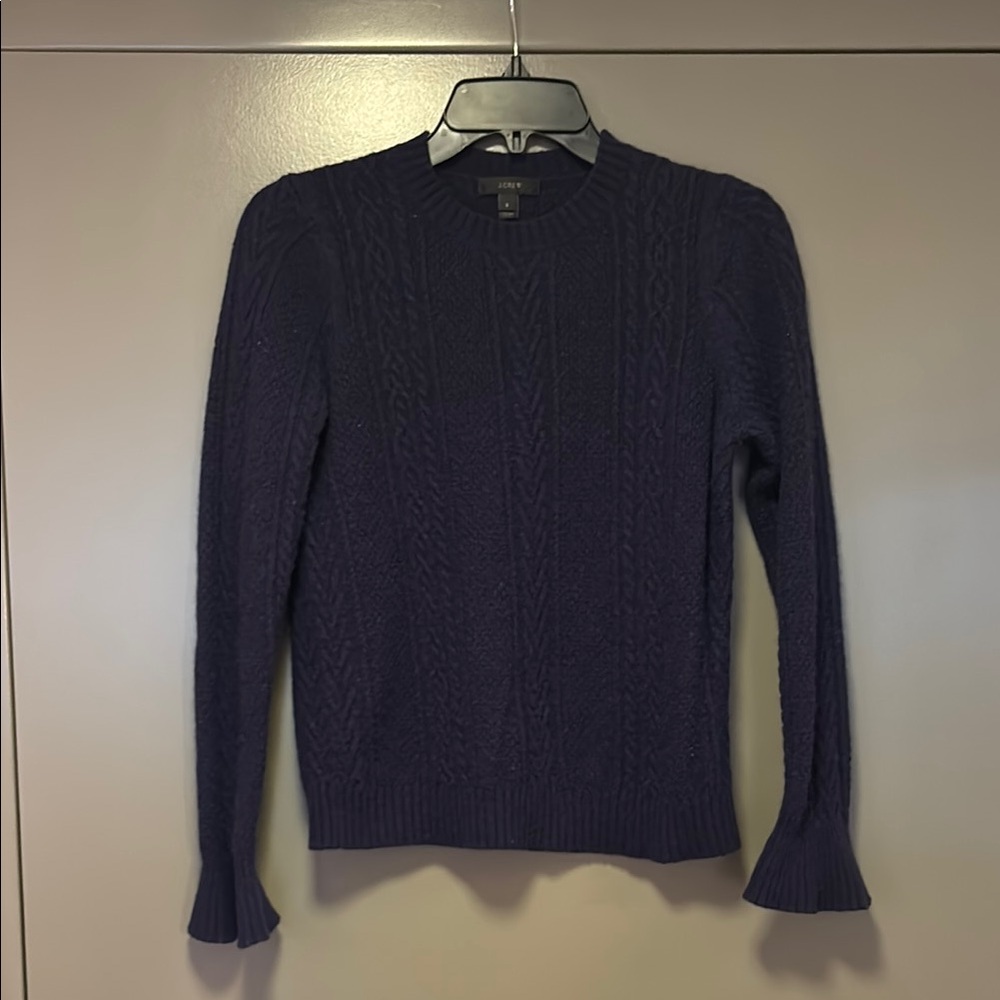 J. Crew Navy Crew Neck Sweater Ribbed Knit